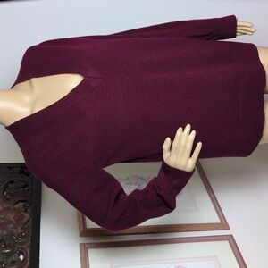 Cashmere Burgundy Vneck Magaschoni Sweater Small